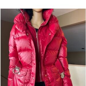 GUESS Limited Editorial Edition Red Puffer Duck Feather Jacket Women's Size XS